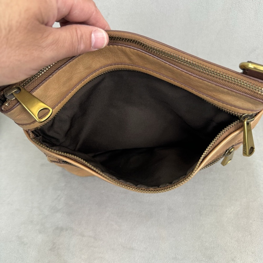 Vintage Fossil Explorer  Brown Pebbled soft Leather Shoulder Bag *NO STRAP* - Picture 4 of 14